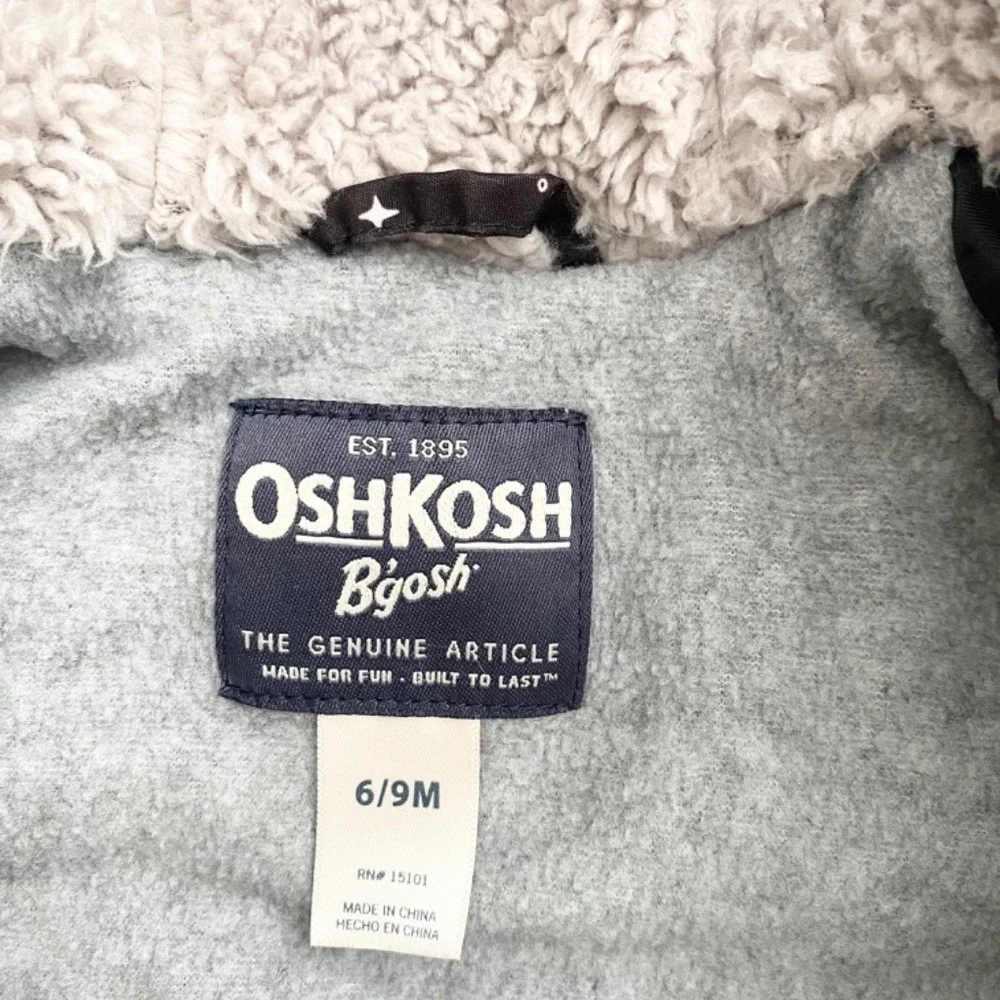 OshKosh B'Gosh Snowsuit Baby Boys 6-9M Insulated Fleece‎ Black